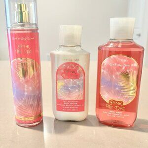 3-Piece Bath & Body Works Pink Tie Dye Bundle Wash Lotion Mist
